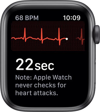 Apple Watch Series 5 44 mm (stellargrå alu/sort sportsreim)