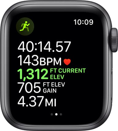 Apple Watch Series 5 40 mm (stellargrå alu/sort sportsreim)