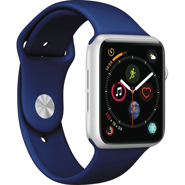Puro Icon sportsreim i silikon til Apple Watch 42-45 mm (mørk blå)