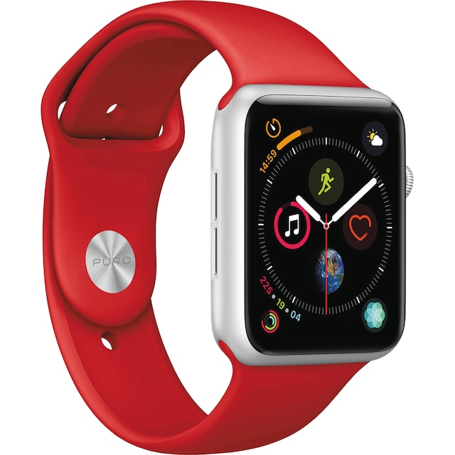 Puro Icon sportsreim i silikon til Apple Watch 42-44 mm (rød)