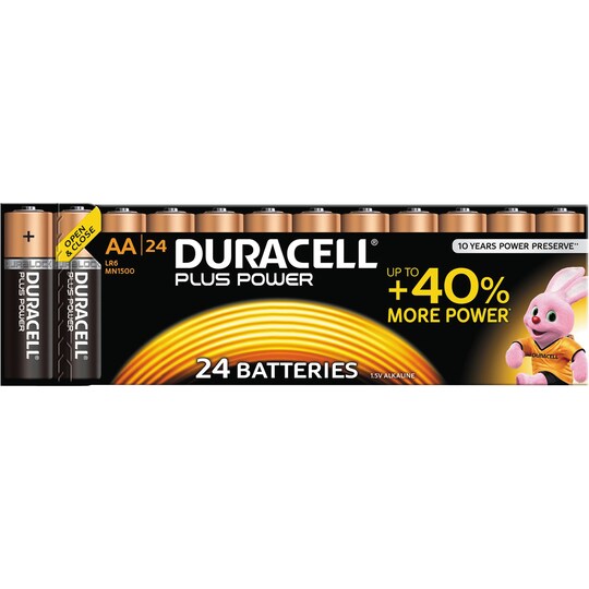 Duracell AA Alkaline Plus Power batterier 24pk