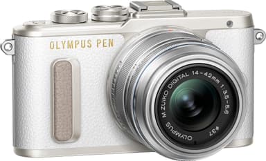 Olympus PEN E-PL8 CSC-kamera + 14-42 mm 1442 IIR-objektivsett (hvit)