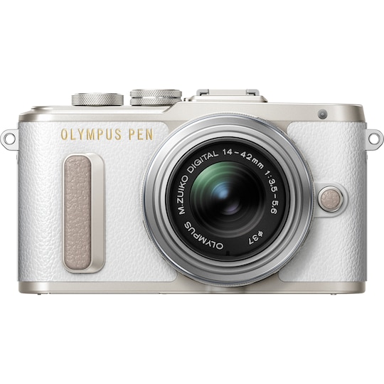 Olympus PEN E-PL8 CSC-kamera + 14-42 mm 1442 IIR-objektivsett (hvit)