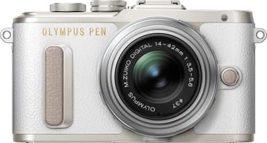 Olympus PEN E-PL8 CSC-kamera + 14-42 mm 1442 IIR-objektivsett (hvit)