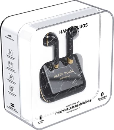 Happy Plugs Air 1 helt trådløse in-ear hodetelefoner (sort marmor)