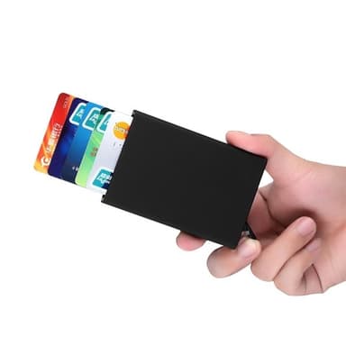 Kortholder kredittkortdeksel RFID-beskttet Aluminium Pop-up - Svart