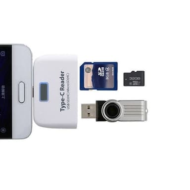 3i1 Kortleser med USB 3.1 Type C - Micro-sd / Usb-Minne OTG