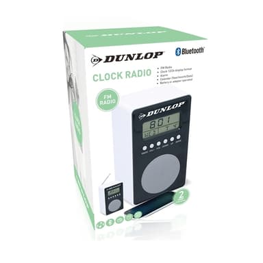 Dunlop Klokkeradio 85x143mm Svart/Hvit