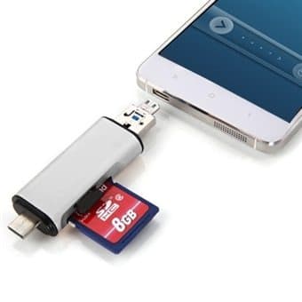 SOM Smartphone kortleser 3i1 Type-C & Micro USB & USB 2.0 3 Porters SD / MicroSD