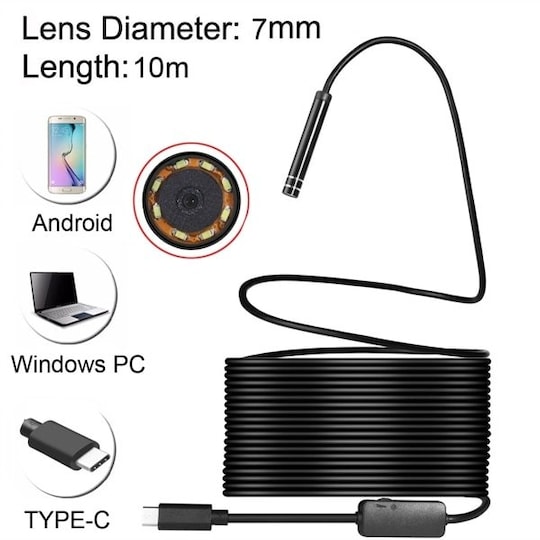 Inspeksjonskamera USB Type-C - PC / Android - 10 meter / 7mm