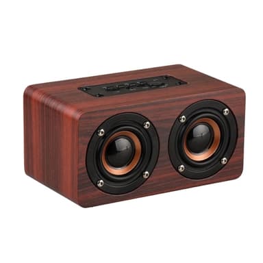 Bærbar HiFi Høyttaler i mørkebrunt tre