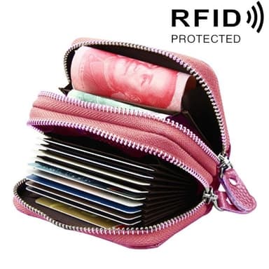 Rosa lommebok med RFID-beskyttelse - Mange rom