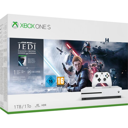 Xbox One S 1 TB: Star Wars Jedi: Fallen Order spillpakke (hvit)
