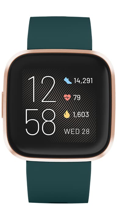 Fitbit Versa 2 smartklokke (smaragd/kobberrose)