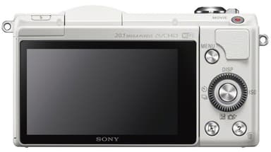 Sony A5000 systemkamera m/16-50mm PZ obejktiv (hvit)