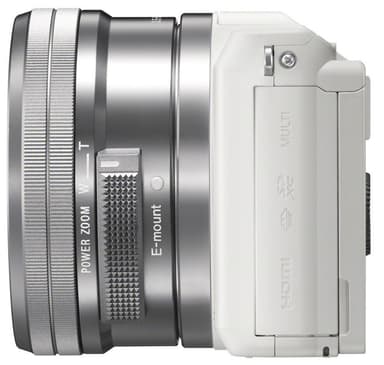 Sony A5000 systemkamera m/16-50mm PZ obejktiv (hvit)