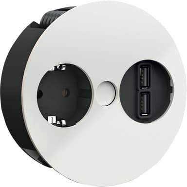 Twist 1 Stikkontakt 2xUSB nedfellbar Matt Hvit IP21