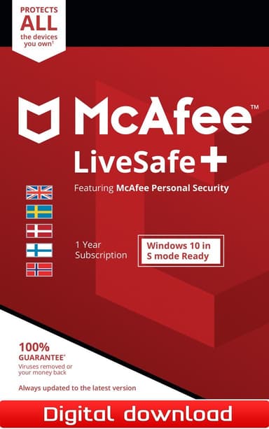 McAfee LiveSafe Plus 12M - PC Windows,Mac OSX,iOS,Android