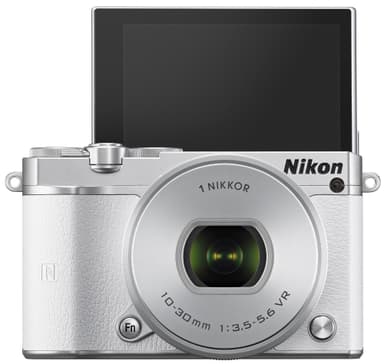 Nikon 1 J5 hybridkamera + 10-30 mm objektiv (hvit)