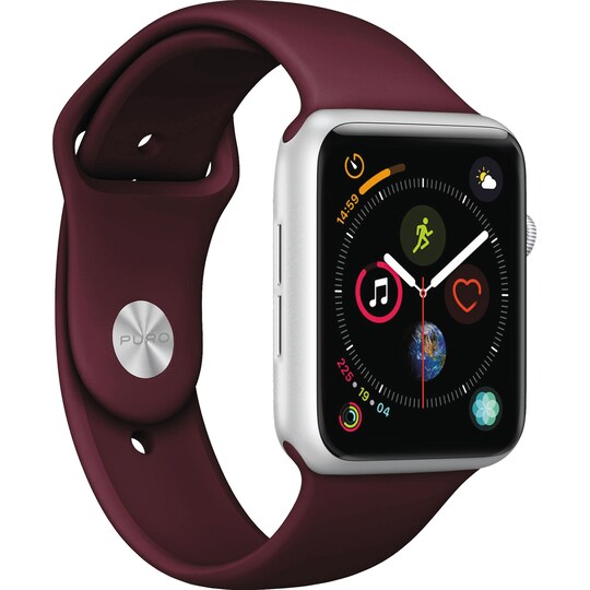 Puro Icon sportsreim i silikon til Apple Watch 42-44 mm (bordeaux)