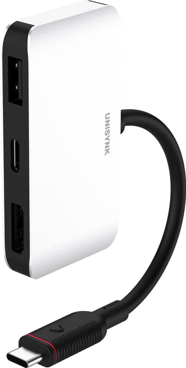 Unisynk USB-C 3-i-1 hub-adapter (sølv)
