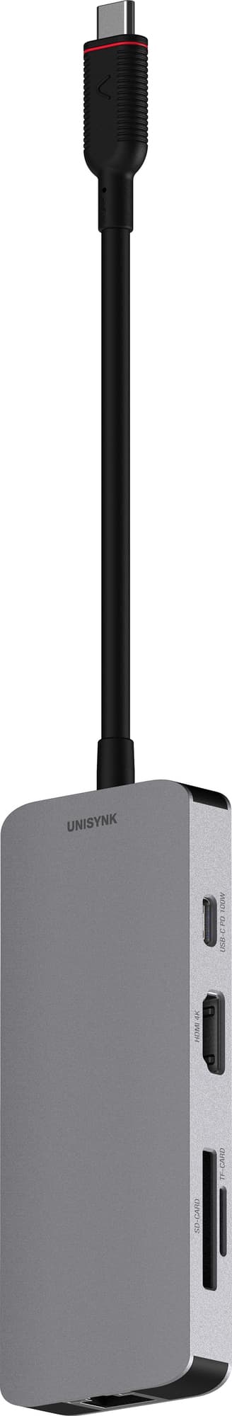 Unisynk USB-C 8-i-1 dokking-hub (grå)