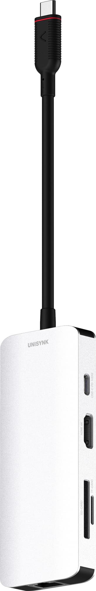 Unisynk USB-C 8-i-1 dokking-hub (sølv)