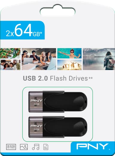 PNY Attache 4 USB 2.0 minnepenn 64 GB 2-pakk