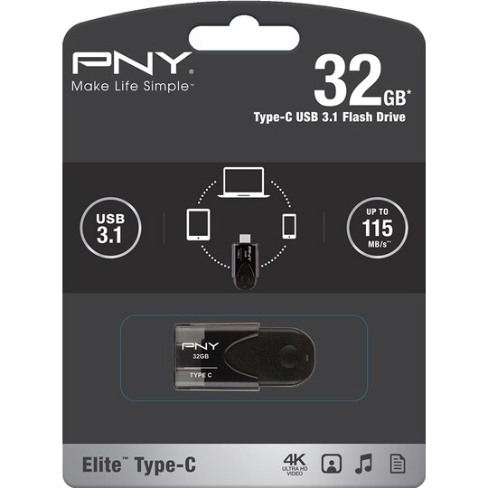PNY Elite USB-C 3.1 minnepenn 32 GB