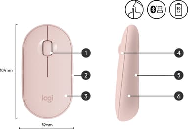 Logitech Pebble M350 trådløs datamus (rose)