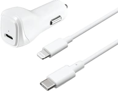 Sandstrøm 18W PD billader med USB-C til Lightning-kabel (hvit)