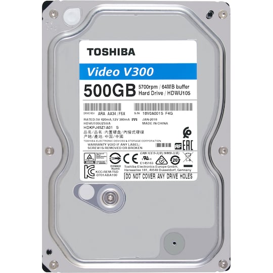 Toshiba V300 Video Streaming intern harddisk (500 GB)