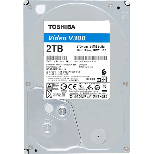 Toshiba V300 Video Streaming intern harddisk (2 TB)