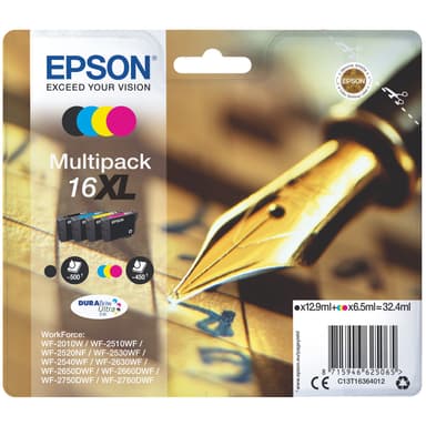 Epson blekkpatroner 16XL Cyan Magenta Gul Sort DuraBrite Ultra