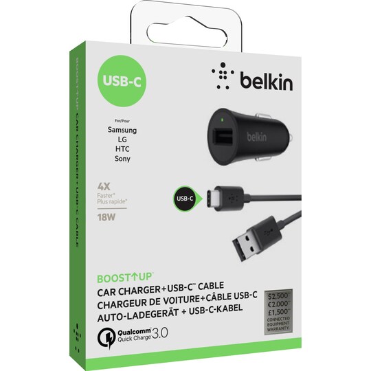 Belkin Quick Charge USB-C billader (sort)