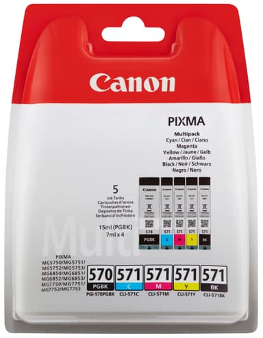 Canon PGI-570/CLI-571 PGBK/BK/C/M/Y Multi Pack - 5-pack - black, yellow, cyan, magenta - original - ink tank