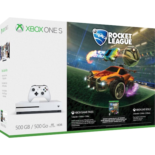Xbox One S 500 GB og Rocket League-pakke (hvit)