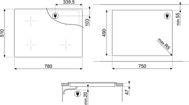Smeg 78 cm induksjonstopp SI7844B