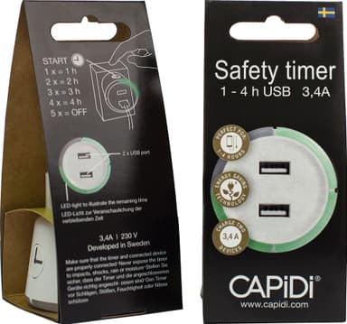 CAPiDi USB sikkerhetstimer TIUSBTI3.4AVIT (hvit)