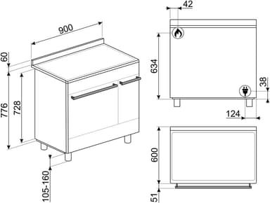 Smeg gasskomfyr SCB92MN8