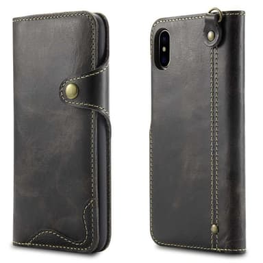 Lommebokdeksel 3-kort ekte lær Apple iPhone XS Max (6.5")  - Blå