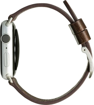 dbramante1928 Bornholm Apple Watch 42-45 mm skinnreim (mørkebrun/sølv)