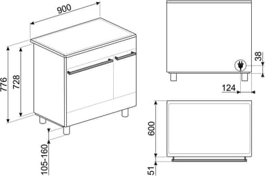 Smeg Classic 90 cm induksjonskomfyr SSK92IMX8 (rus