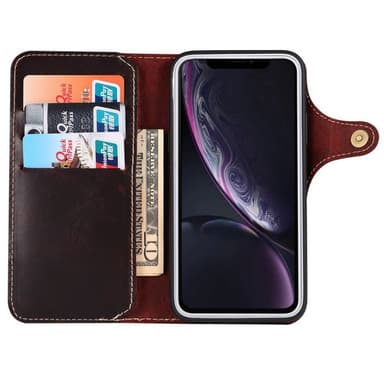 Lommebokdeksel 3-kort ekte lær Apple iPhone XR (6.1")  - oxblood