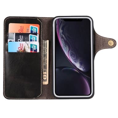 Lommebokdeksel 3-kort ekte lær Apple iPhone XR (6.1")  - Svart
