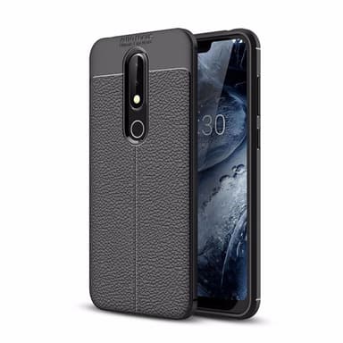Lærmønstret silikondeksel Nokia 6.1 Plus (TA-1083)  - Blå