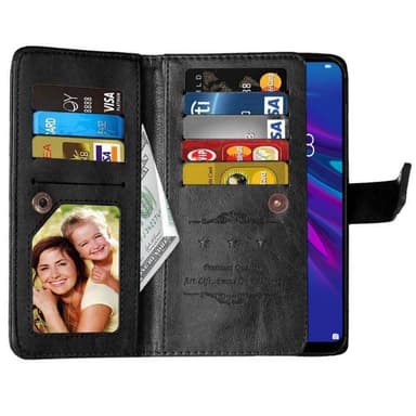 Dobbeltflip Flexi 9-kort Huawei Y6 2019 (MRD-LX1)  - Svart