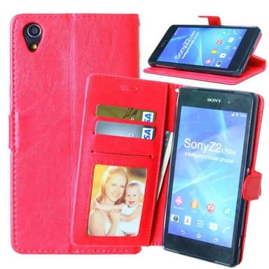 Lommebokdeksel 2-kort Sony Xperia Z1 (c6903)  - RØD