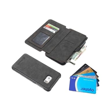 Multi Lommebok 14-kort Samsung Galaxy S6 Edge (SM-G925F)  - Sort / gr�
