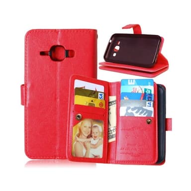 Dobbeltflip Flexi 9-kort Samsung Galaxy J1 2015 (SM-J100H)  - RØD